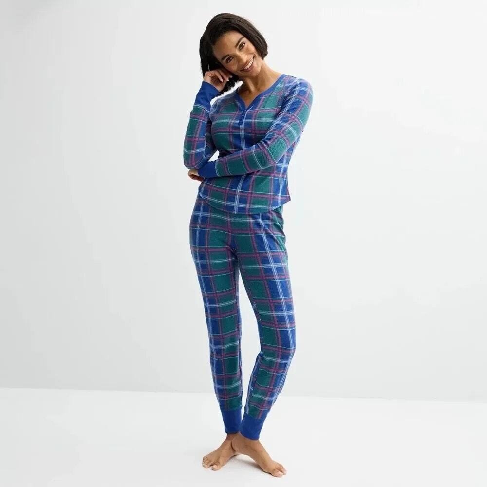 NWT Sonoma Plaid Thermal Jogger Sleepwear Pajama Pants Women's Size Large